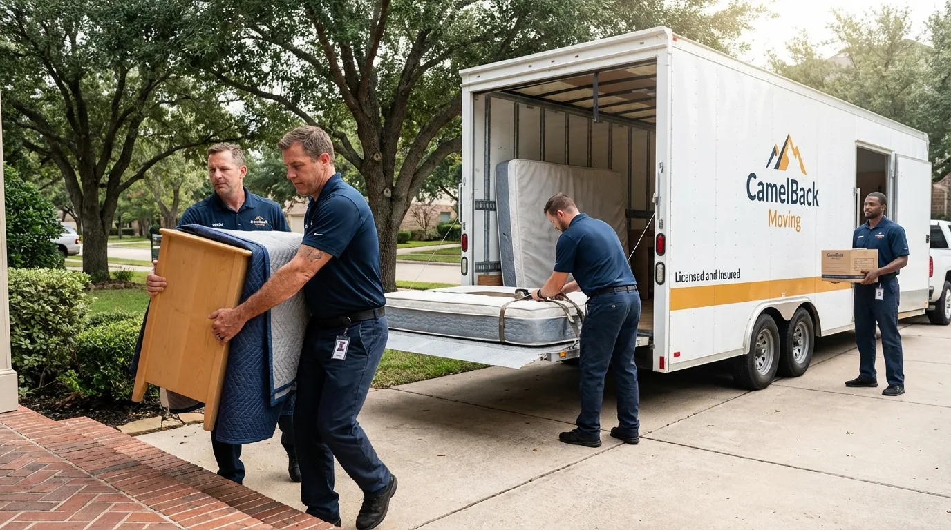 Crew loading residential truck for cross-state move from Brattleboro, VT