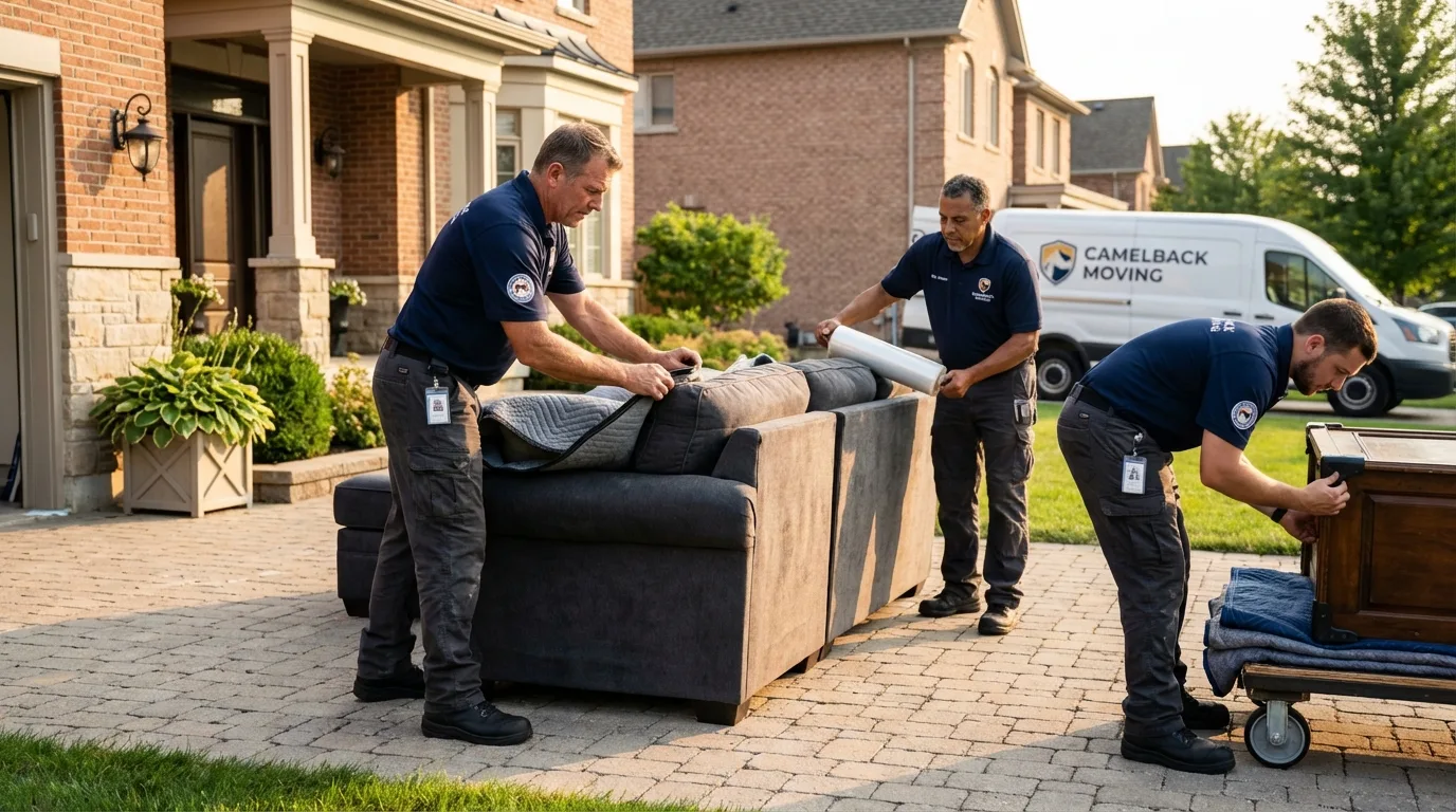 Large estate moving crew wrapping furniture in Brattleboro, VT
